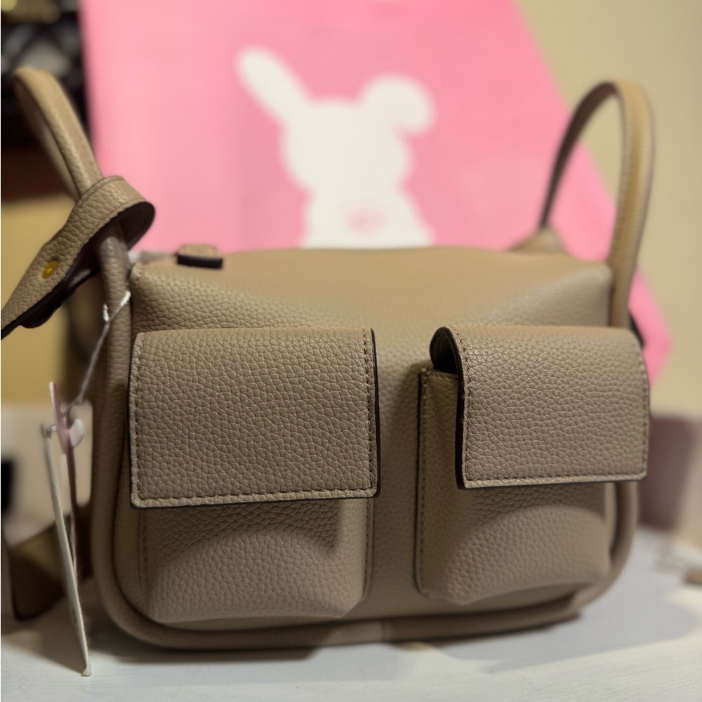 Taupe Leather Shoulder Bag